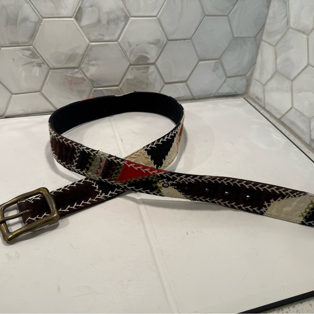 Lucky Brand Textured Patterned Woman’s Belt Sz 34 BOHO Western Country
